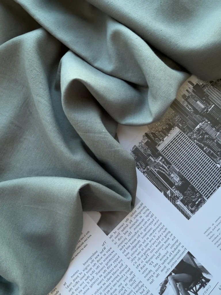 лён с вискозой, цвет голубая хвоя premier fabric
