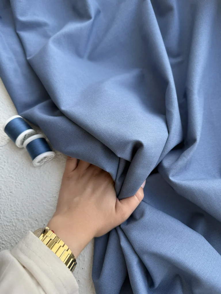лен с хлопком синяя лазурь