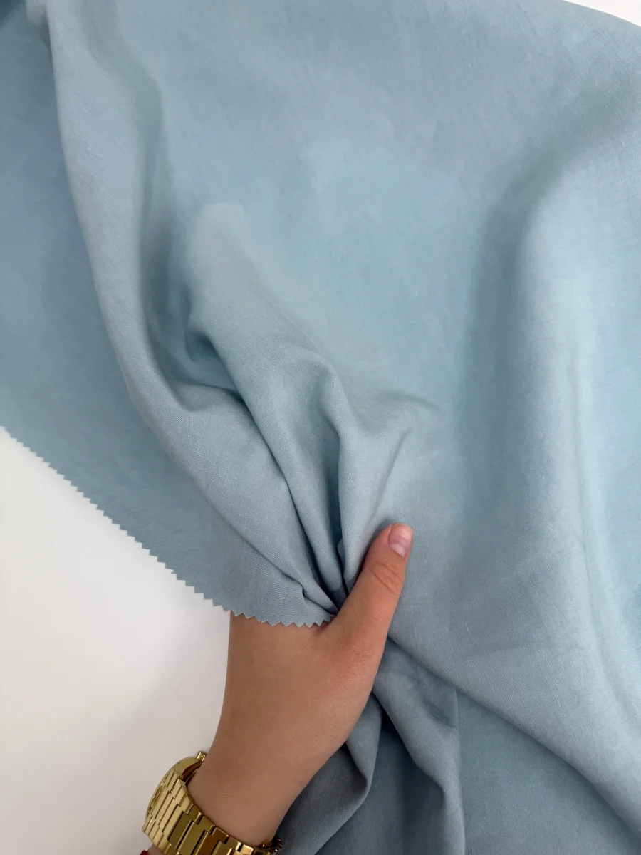 тенсель со льном голубой premier fabric