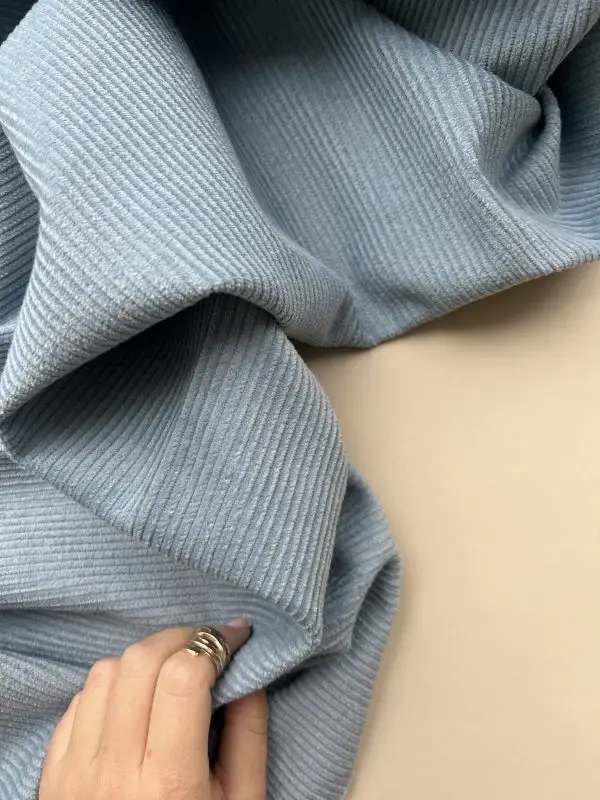 плотный вельвет, цвет голубой купить в premier fabric